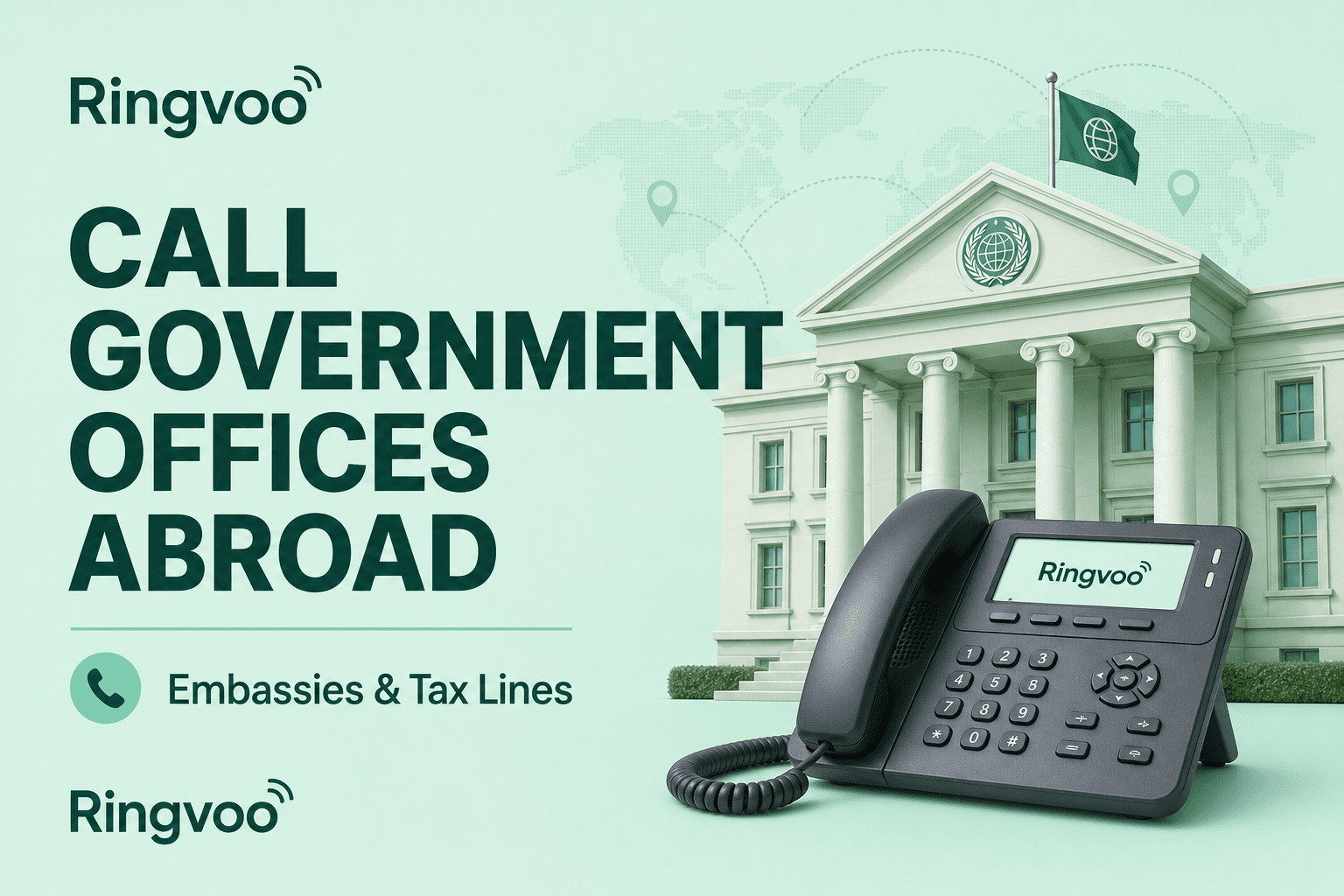 call government office from abroad — Ringvoo international calling guide cover illustration