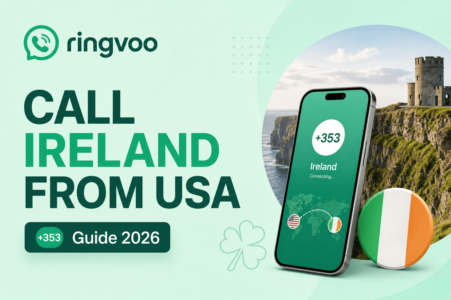 call ireland from usa — Ringvoo international calling guide cover illustration