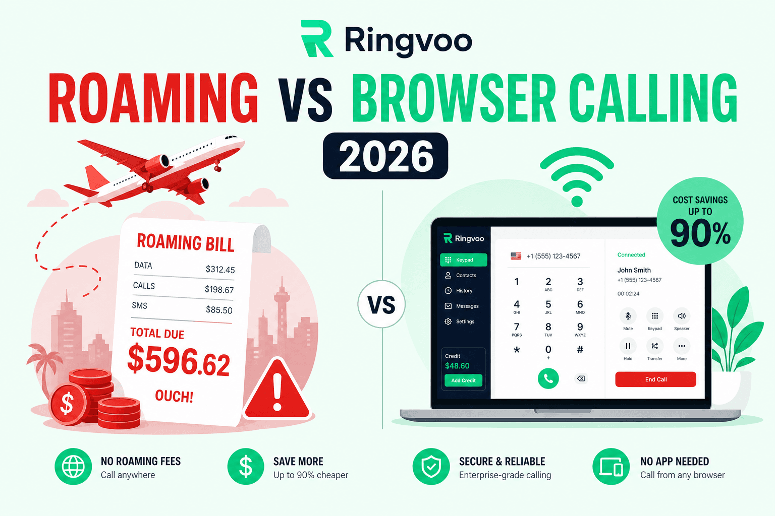 avoid roaming charges calls — Ringvoo international calling guide cover illustration