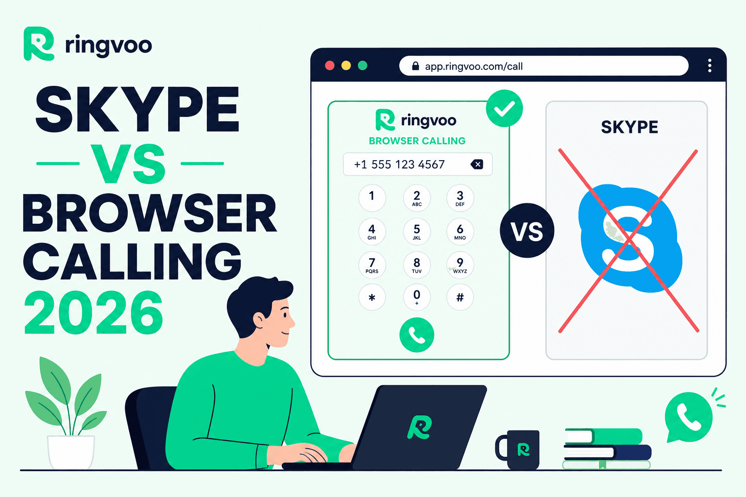 skype vs browser calling — Ringvoo international calling guide cover illustration